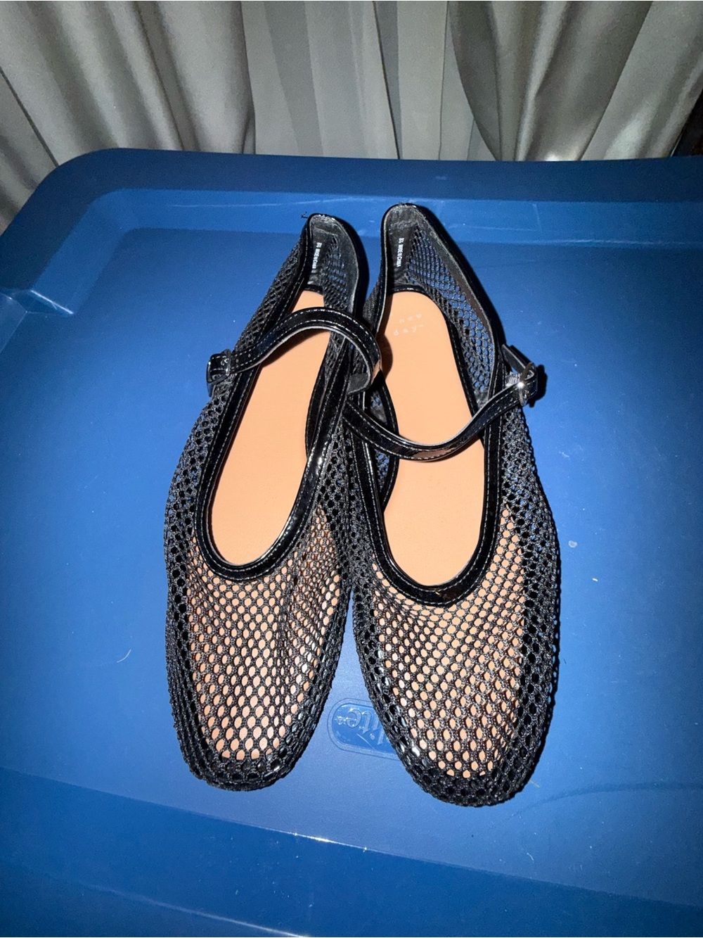 Black Mesh Mary Jane Flats
